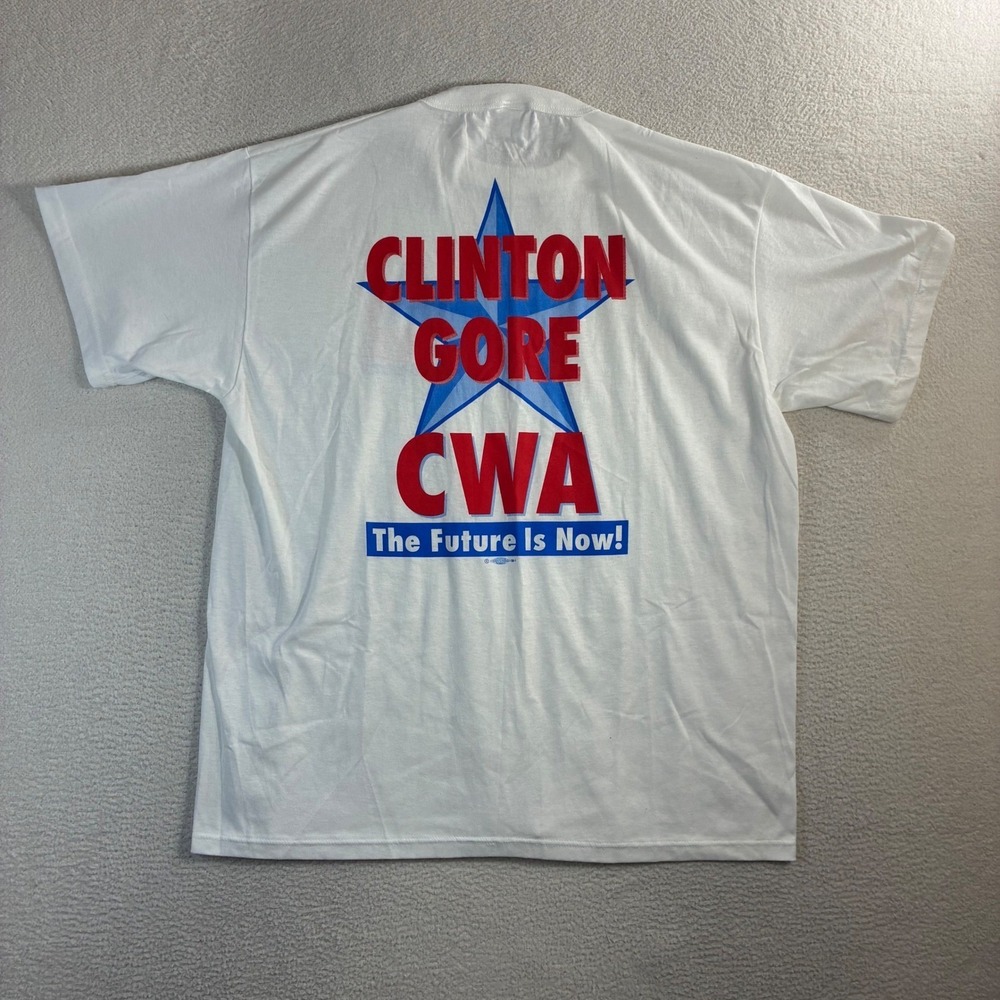 Vintage CWA Union T Shirt Men XL‎ Red Clinton Gore Government Election 1996